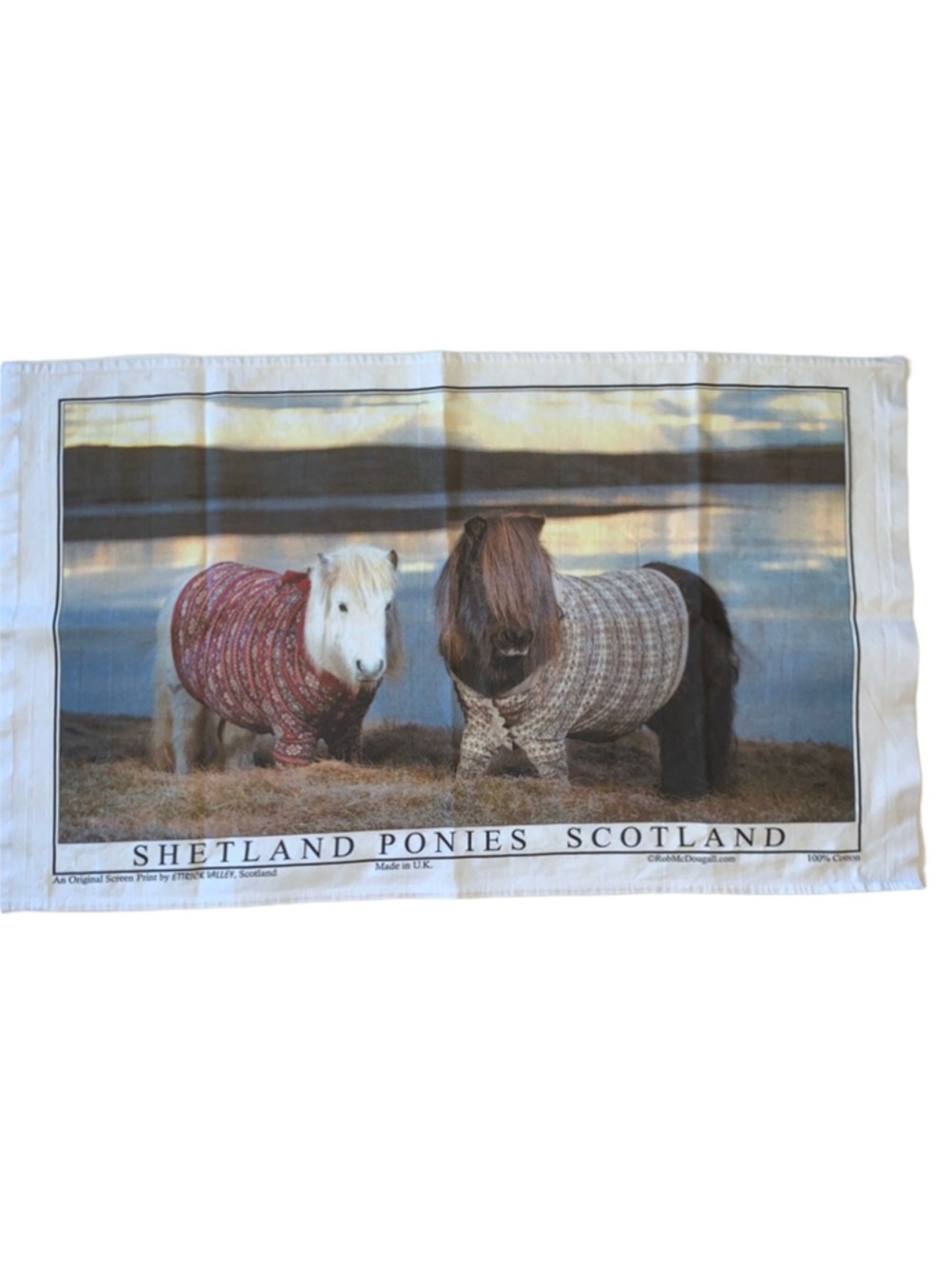 Unbranded Shetland Ponies Scotland Kitchen Linen One Size White Red